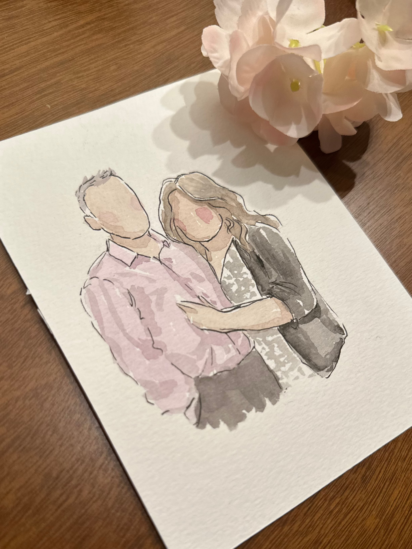 Custom Watercolor Couple Portrait